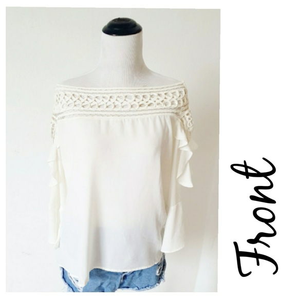 💥"Leonor" Crochet Off Shoulder Blouse - Picture 2 of 11